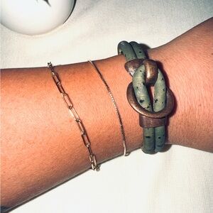 Cork Bracelet Olive Green With Brass Finishings Gem Lounge Brand